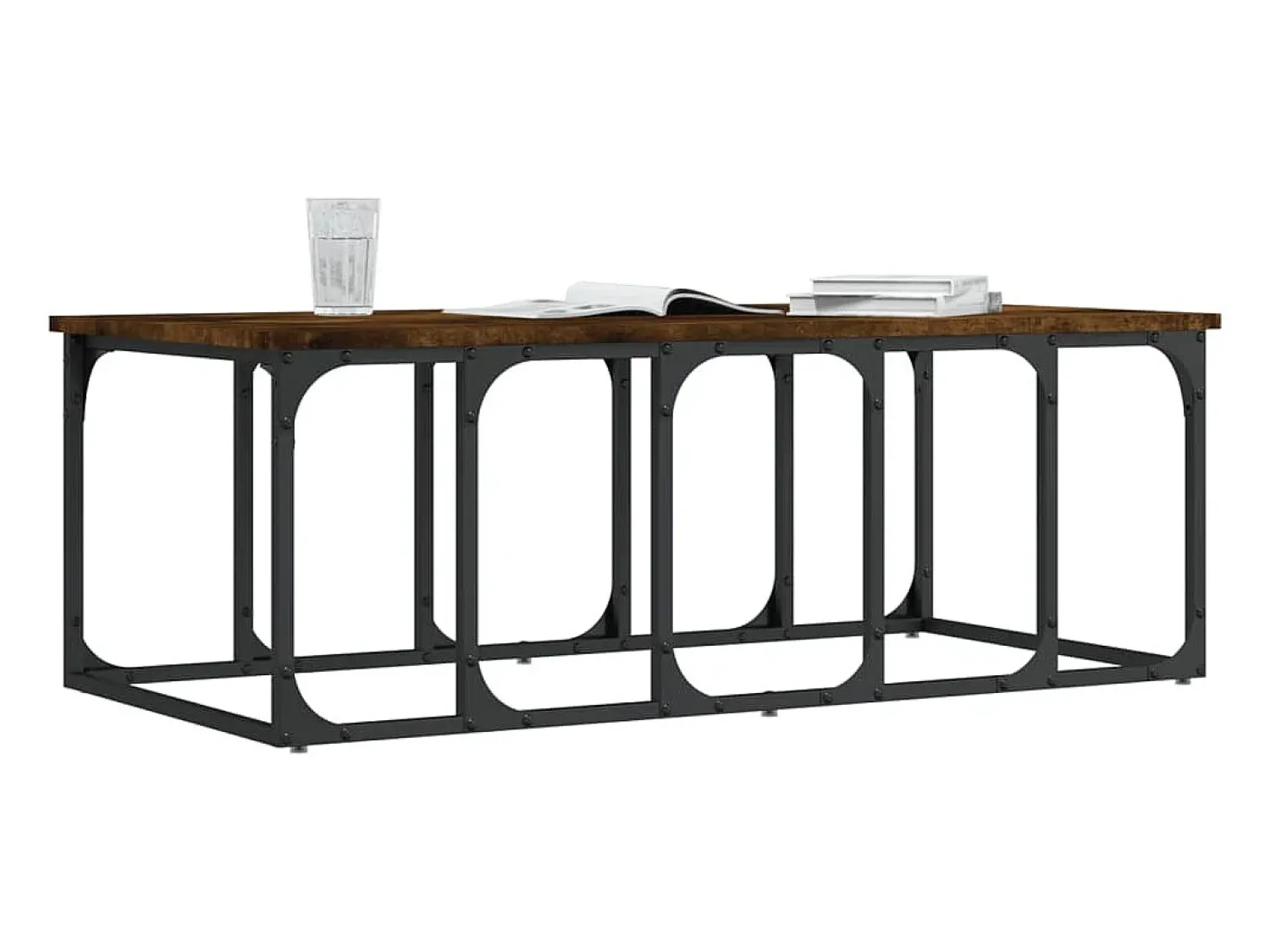 Mesa De Centro* Mesa de centro | Mesa de apoio 100x50x35.5 cm derivados madeira carvalho fumado Castanho