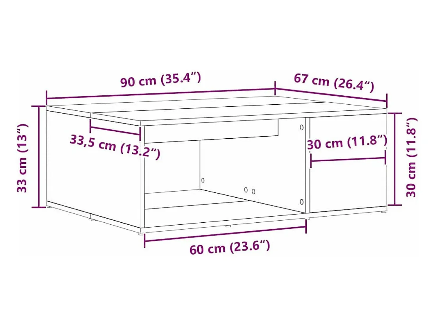 Mesa de centro | Mesa de apoio Carvalho 90x67x33 cm^ Mesa De Centro