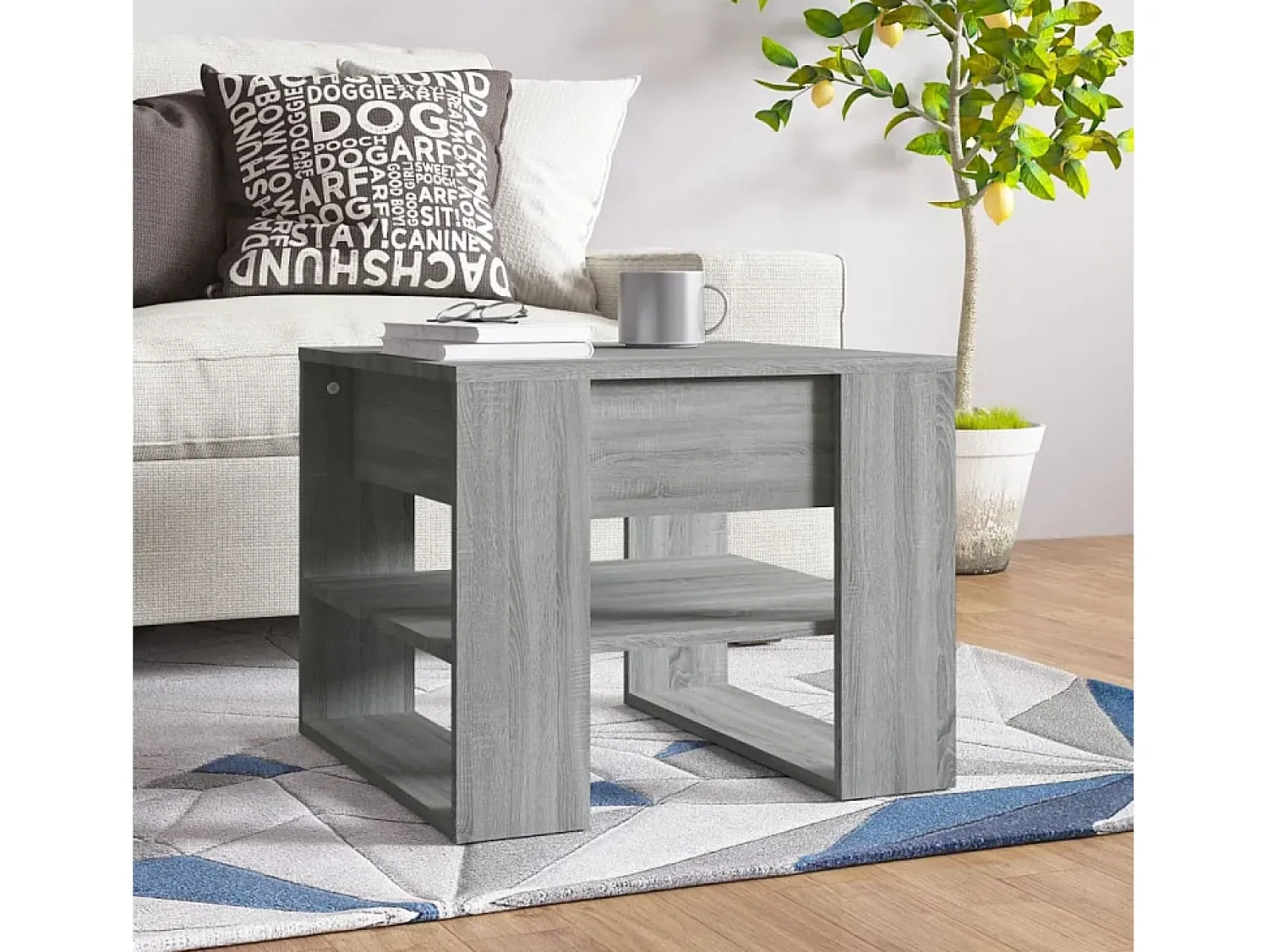 Mesa De Centro* Mesa de centro | Mesa de apoio 55.5x55x45 cm derivados de madeira sonoma Cinzento