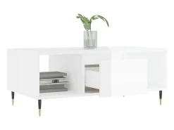 Mesa De Centro| Mesa de centro | Mesa de apoio 90x50x36.5 cm derivados madeira brilhante Branco