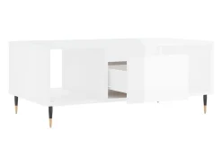 Mesa De Centro| Mesa de centro | Mesa de apoio 90x50x36.5 cm derivados madeira brilhante Branco