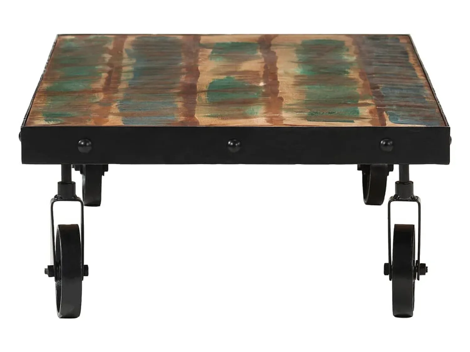 Mesa De Centro| Mesa de centro | Mesa de apoio c/ rodas 100x55x26 cm madeira recuperada maciça Castanho