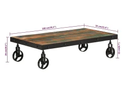 Mesa De Centro| Mesa de centro | Mesa de apoio c/ rodas 100x55x26 cm madeira recuperada maciça Castanho