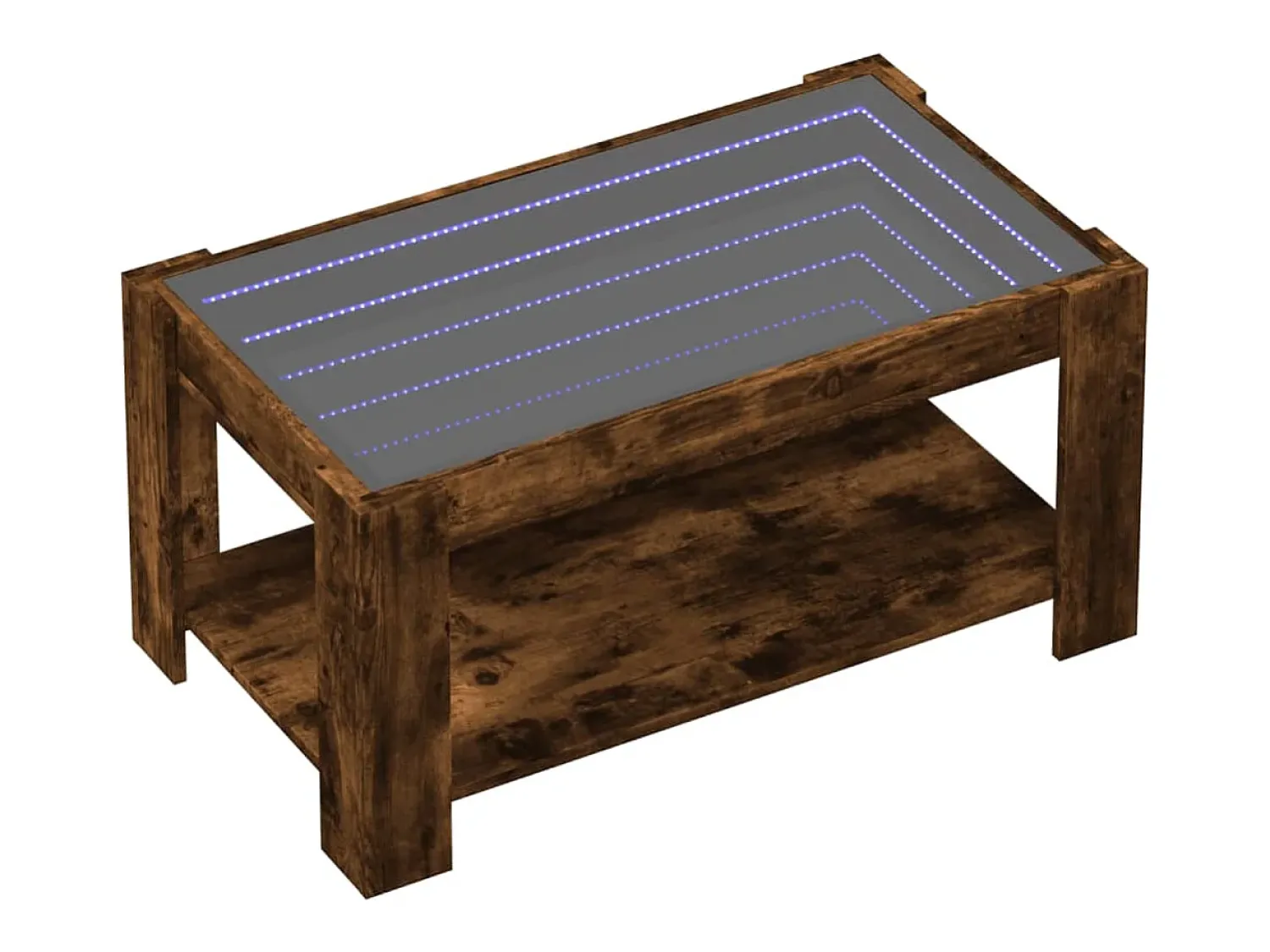 Mesa De Centro* Mesa de centro | Mesa de apoio c/ LEDs 90x50x40 cm madeira processada Castanho