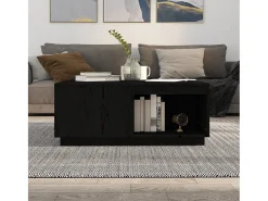 Mesa De Centro* Mesa de centro | Mesa de apoio 100x101x40.5 cm madeira de pinho maciça Preto
