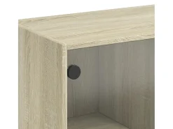 Mesa de centro | Mesa de apoio c/ portas de vidro 102x50x42 cm carvalho sonoma Castanho