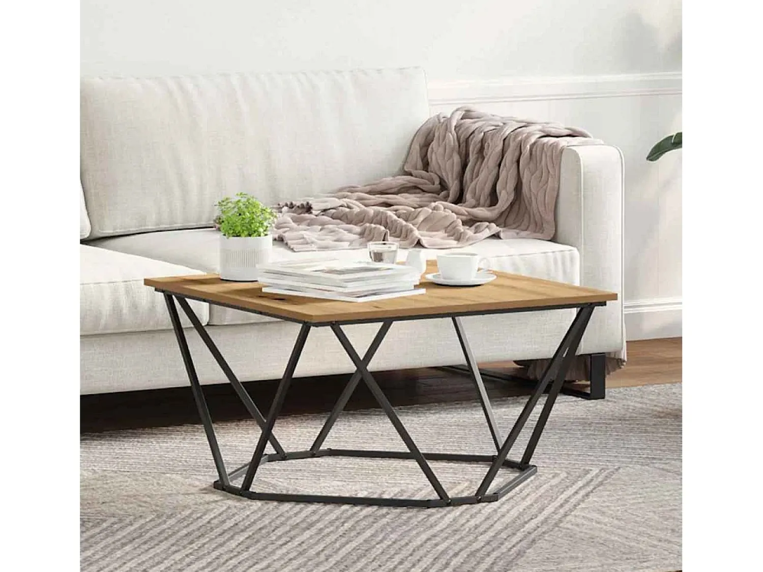 Online Mesa de centro | Mesa de apoio carvalho artisiano 80x80x45 cm Castanho