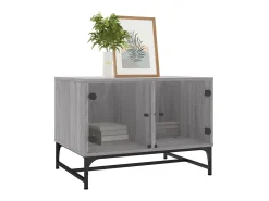 Mesa De Centro* Mesa de centro | Mesa de apoio | Mesa de café c/ portas de vidro 68.5x50x50 cm cinza sonoma Cinzento