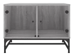 Mesa De Centro* Mesa de centro | Mesa de apoio | Mesa de café c/ portas de vidro 68.5x50x50 cm cinza sonoma Cinzento