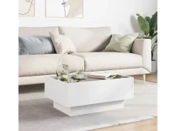 Sale Mesa de centro | Mesa de apoio c/ LEDs 70x50x30 cm derivados de madeira Branco