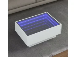 Sale Mesa de centro | Mesa de apoio c/ LEDs 70x50x30 cm derivados de madeira Branco