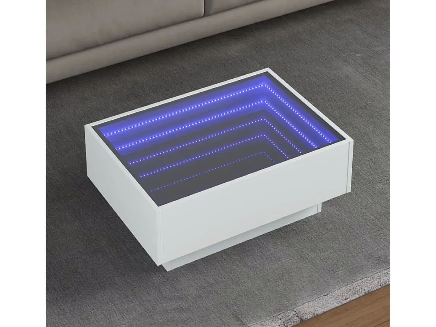 Sale Mesa de centro | Mesa de apoio c/ LEDs 70x50x30 cm derivados de madeira Branco