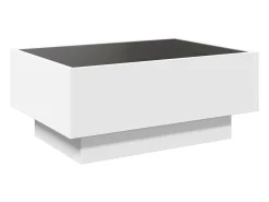 Sale Mesa de centro | Mesa de apoio c/ LEDs 70x50x30 cm derivados de madeira Branco