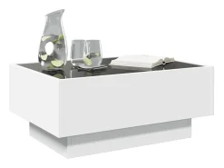 Sale Mesa de centro | Mesa de apoio c/ LEDs 70x50x30 cm derivados de madeira Branco