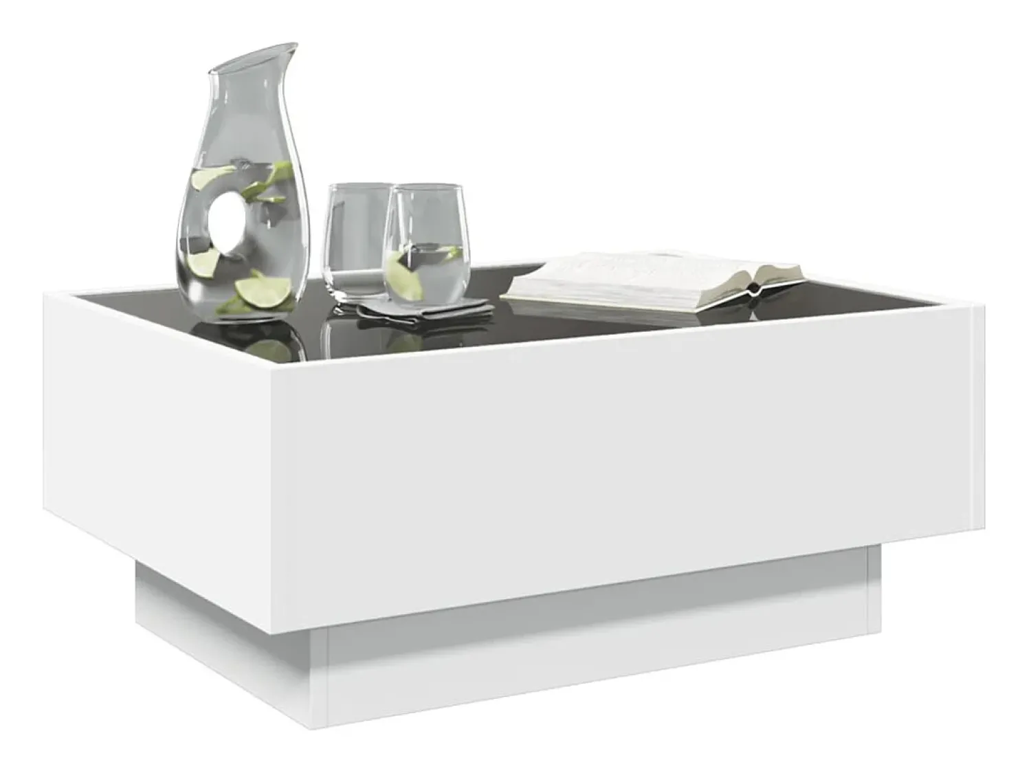 Sale Mesa de centro | Mesa de apoio c/ LEDs 70x50x30 cm derivados de madeira Branco