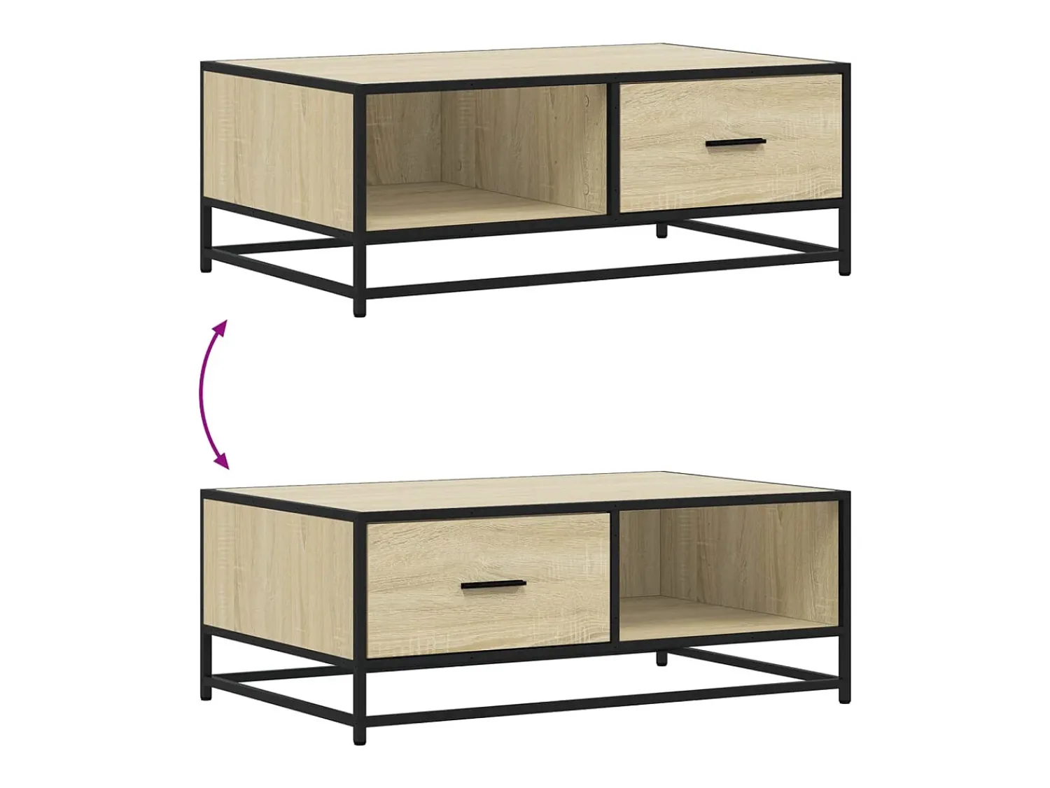 Mesa de centro | Mesa de apoio 90x57x35 cm deriv. madeira/metal carvalho sonoma^ Mesa De Centro