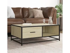 Mesa de centro | Mesa de apoio 90x57x35 cm deriv. madeira/metal carvalho sonoma^ Mesa De Centro