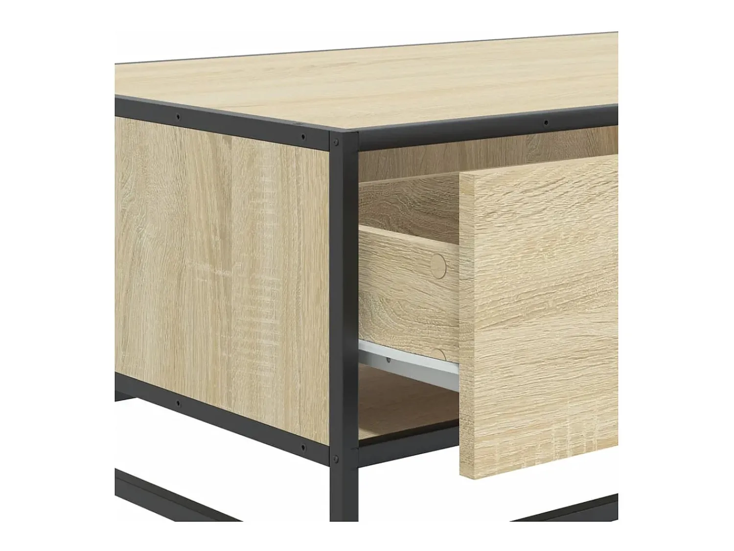 Mesa de centro | Mesa de apoio 90x57x35 cm deriv. madeira/metal carvalho sonoma^ Mesa De Centro