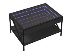 Hot Mesa de centro | Mesa de apoio luzes LED Infinity 70x50x38 cm Preto