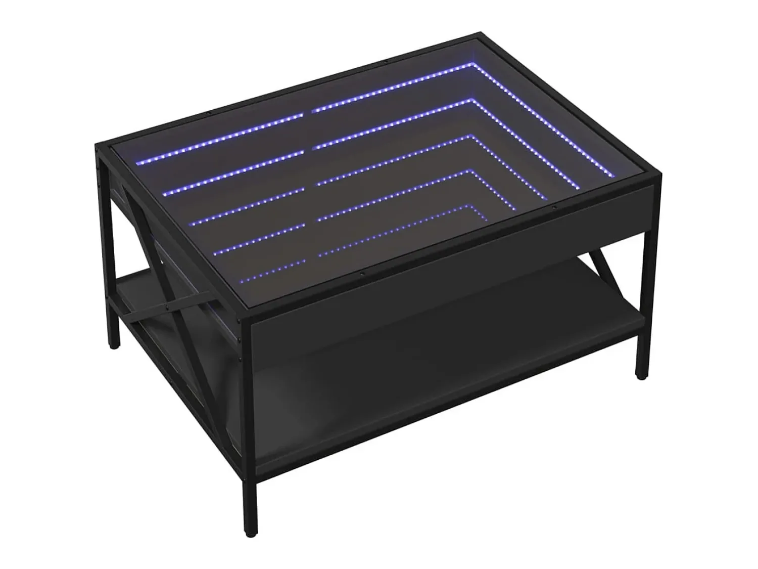 Hot Mesa de centro | Mesa de apoio luzes LED Infinity 70x50x38 cm Preto