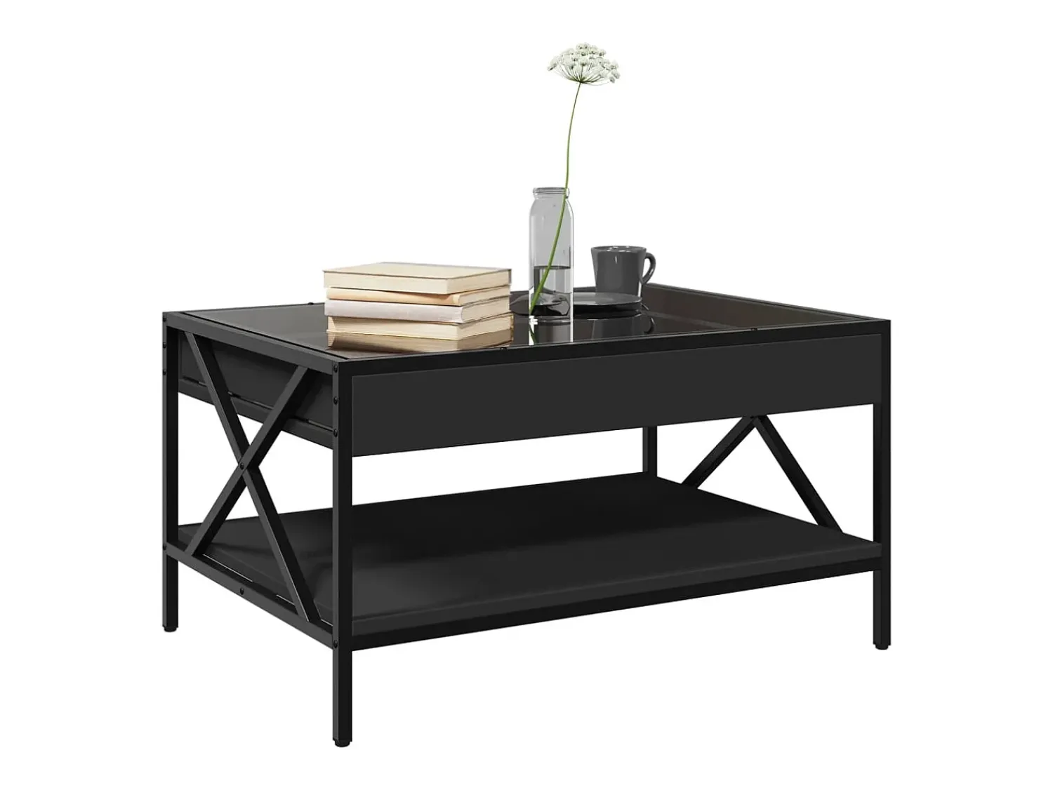 Hot Mesa de centro | Mesa de apoio luzes LED Infinity 70x50x38 cm Preto