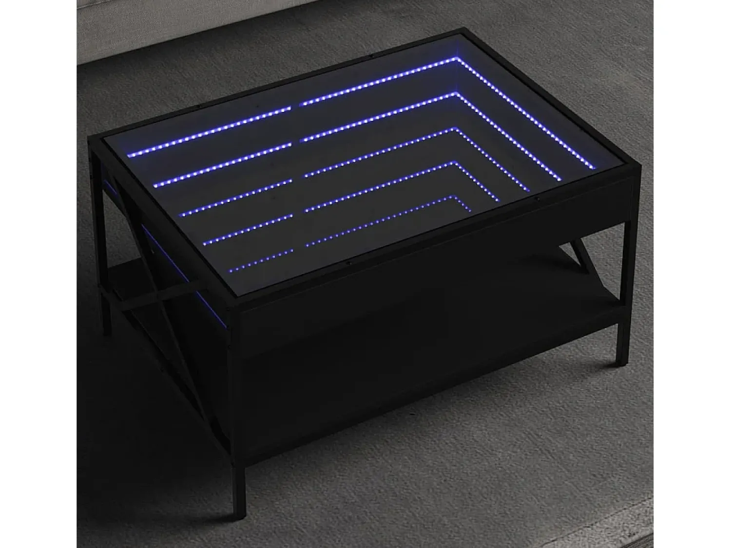Hot Mesa de centro | Mesa de apoio luzes LED Infinity 70x50x38 cm Preto