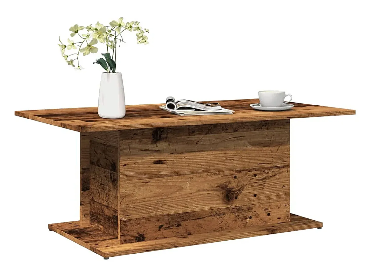 Mesa De Centro| Mesa de centro | Mesa de apoio 102x55.5x40cm derivados de madeira madeira velha Castanho