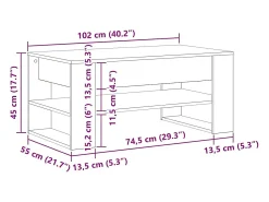 Mesa De Centro* Mesa de centro | Mesa de apoio Carvalho 102x55x45 cm Preto
