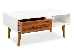 Mesa De Centro| Mesa de centro | Mesa de apoio em madeira de acácia maciça 90x50x40 cm Castanho