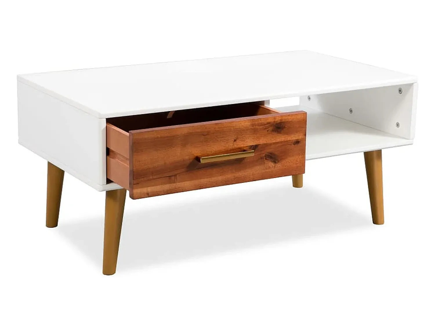 Mesa De Centro| Mesa de centro | Mesa de apoio em madeira de acácia maciça 90x50x40 cm Castanho