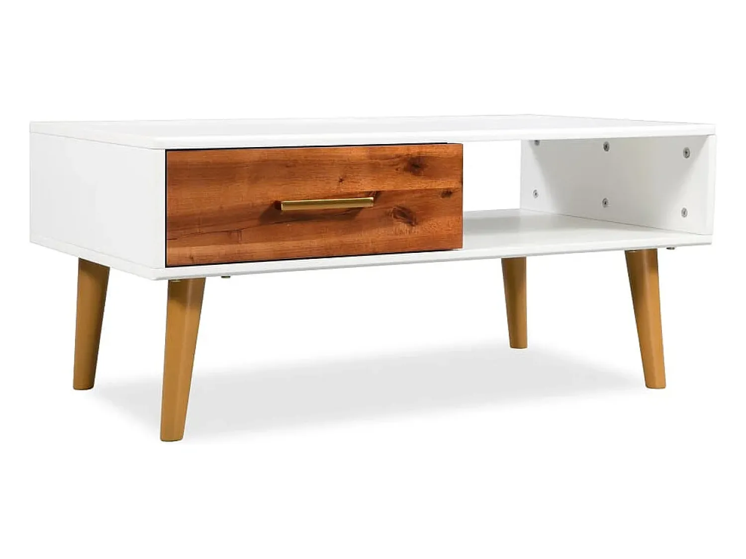 Mesa De Centro| Mesa de centro | Mesa de apoio em madeira de acácia maciça 90x50x40 cm Castanho