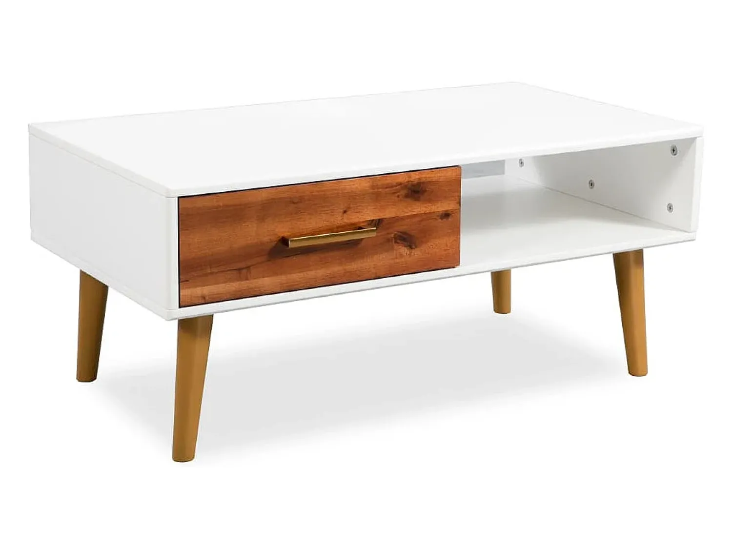 Mesa De Centro| Mesa de centro | Mesa de apoio em madeira de acácia maciça 90x50x40 cm Castanho