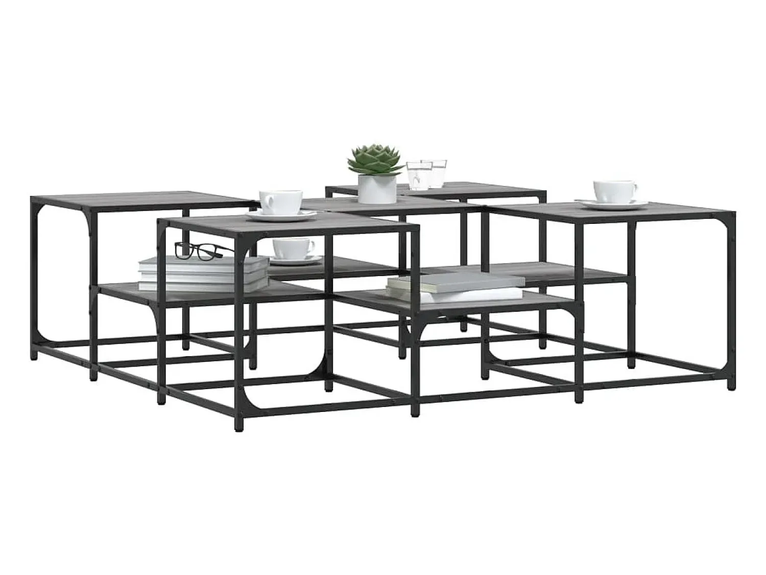 Mesa De Centro* Mesa de centro | Mesa de apoio 121x121x40 cm derivados madeira sonoma Cinzento