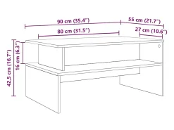 Mesa De Centro* Mesa de centro | Mesa de apoio Carvalho 90x55x42.5 cm Preto