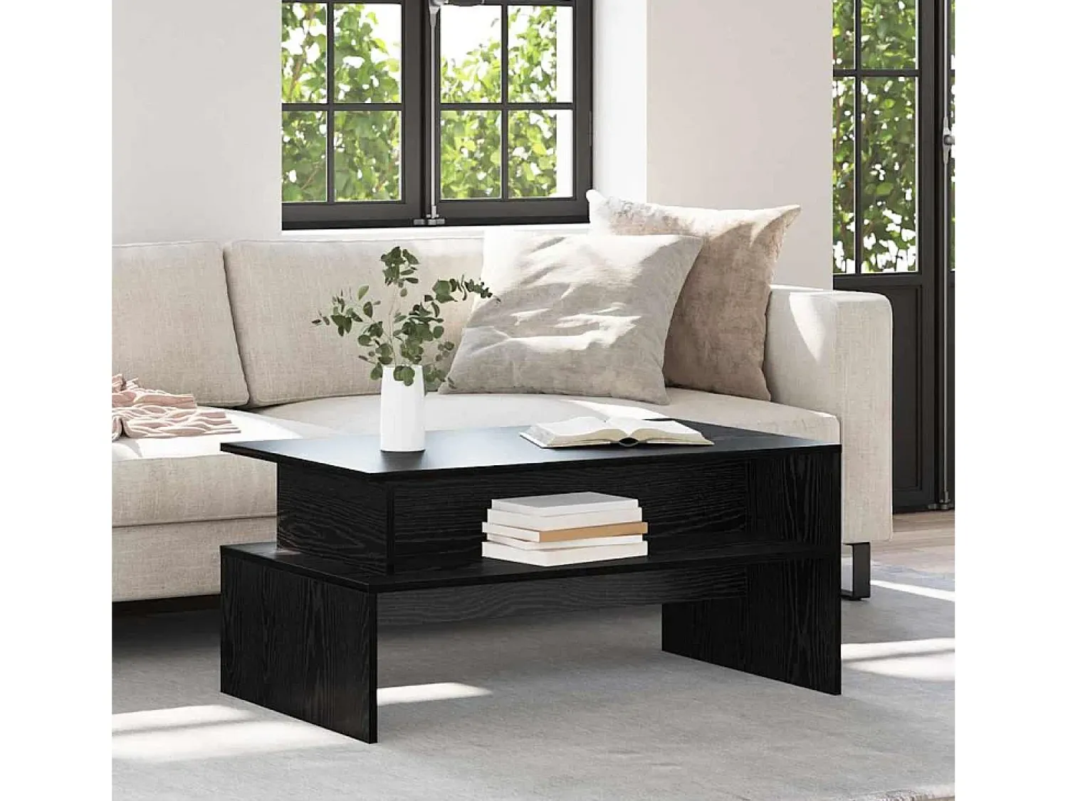 Mesa De Centro* Mesa de centro | Mesa de apoio Carvalho 90x55x42.5 cm Preto