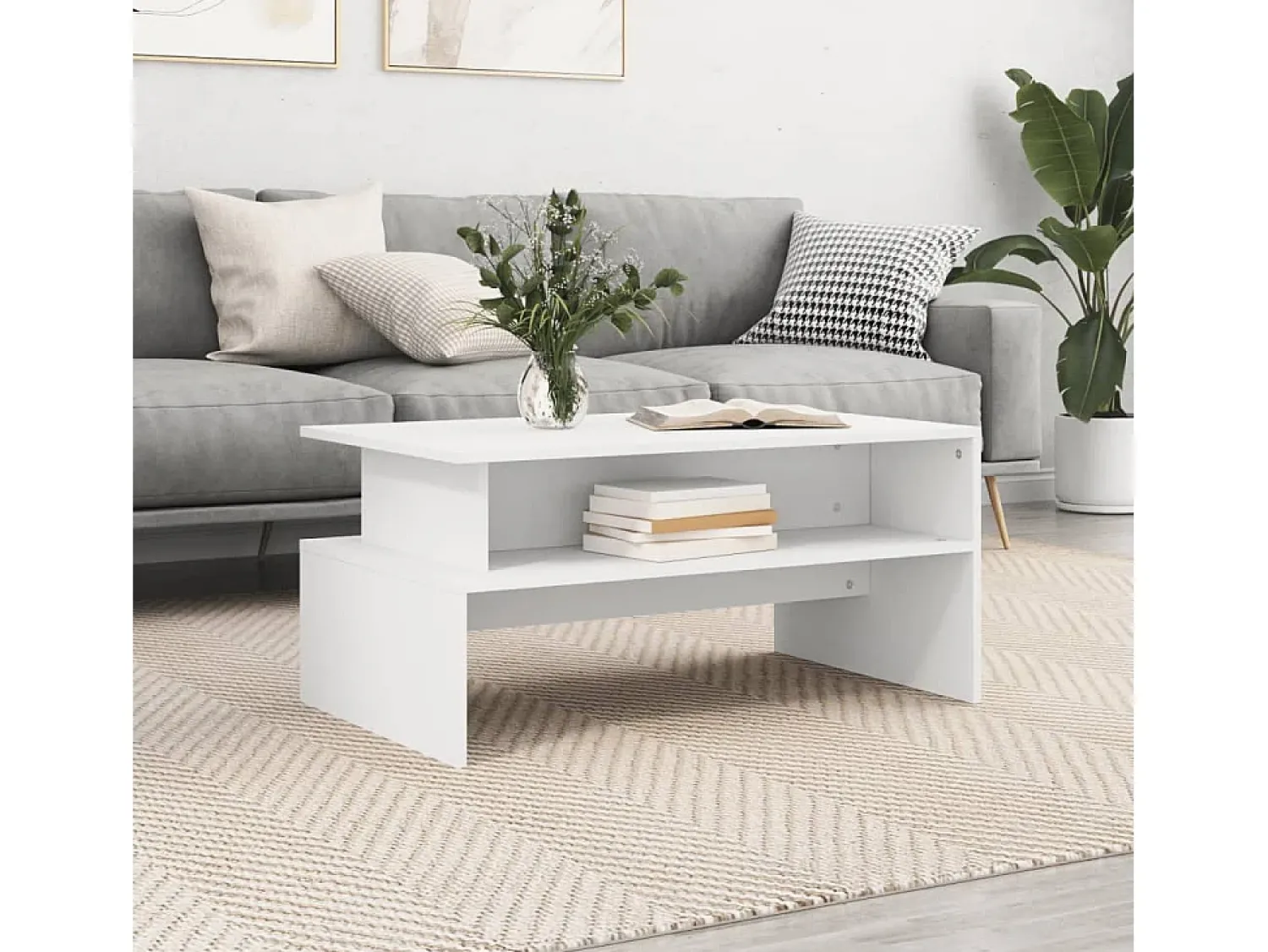 Mesa De Centro* Mesa de centro | Mesa de apoio 90x55x42.5 cm derivados de madeira Branco