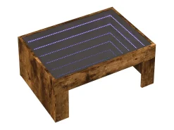 Mesa de centro | Mesa de apoio luzes LED Infinity 70x50x30 cm carvalho fumado^ Mesa De Centro