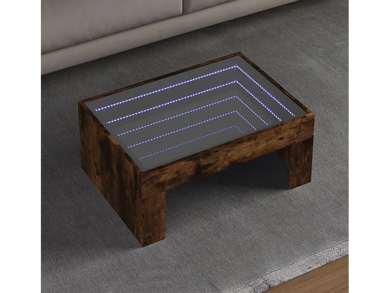 Mesa de centro | Mesa de apoio luzes LED Infinity 70x50x30 cm carvalho fumado^ Mesa De Centro