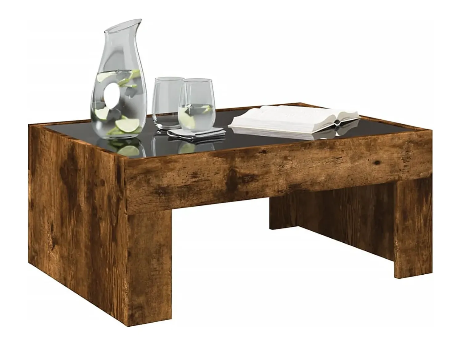 Mesa de centro | Mesa de apoio luzes LED Infinity 70x50x30 cm carvalho fumado^ Mesa De Centro