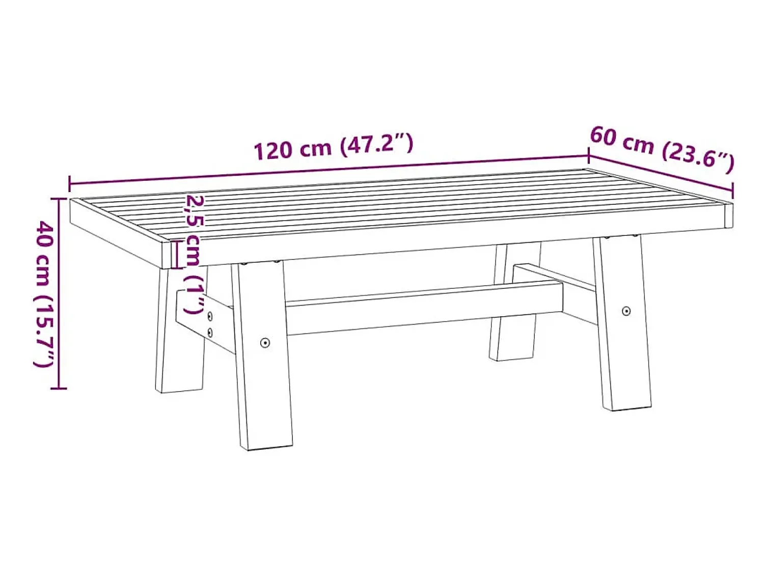 Mesa De Centro| Mesa de centro | Mesa de apoio NOAIN pernas em forma de A 120x60x40 cm Castanho