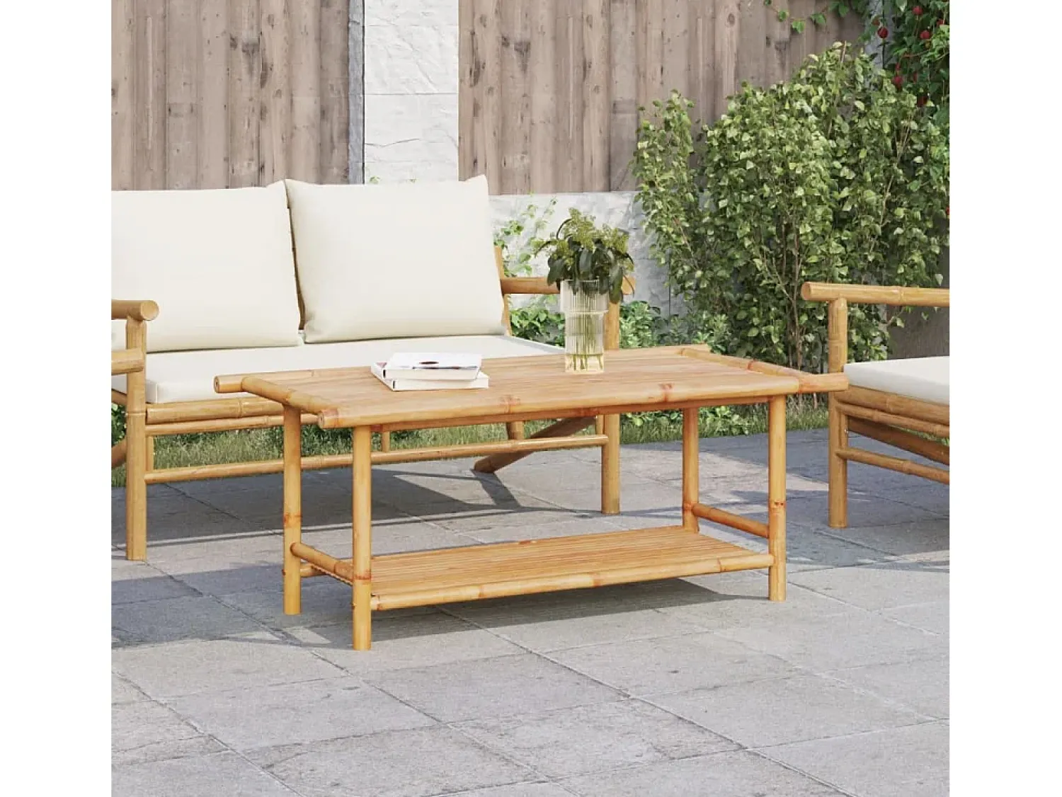 Mesa De Centro* Mesa de centro | Mesa de apoio | Mesa de café 110x55x45 cm bambu Castanho