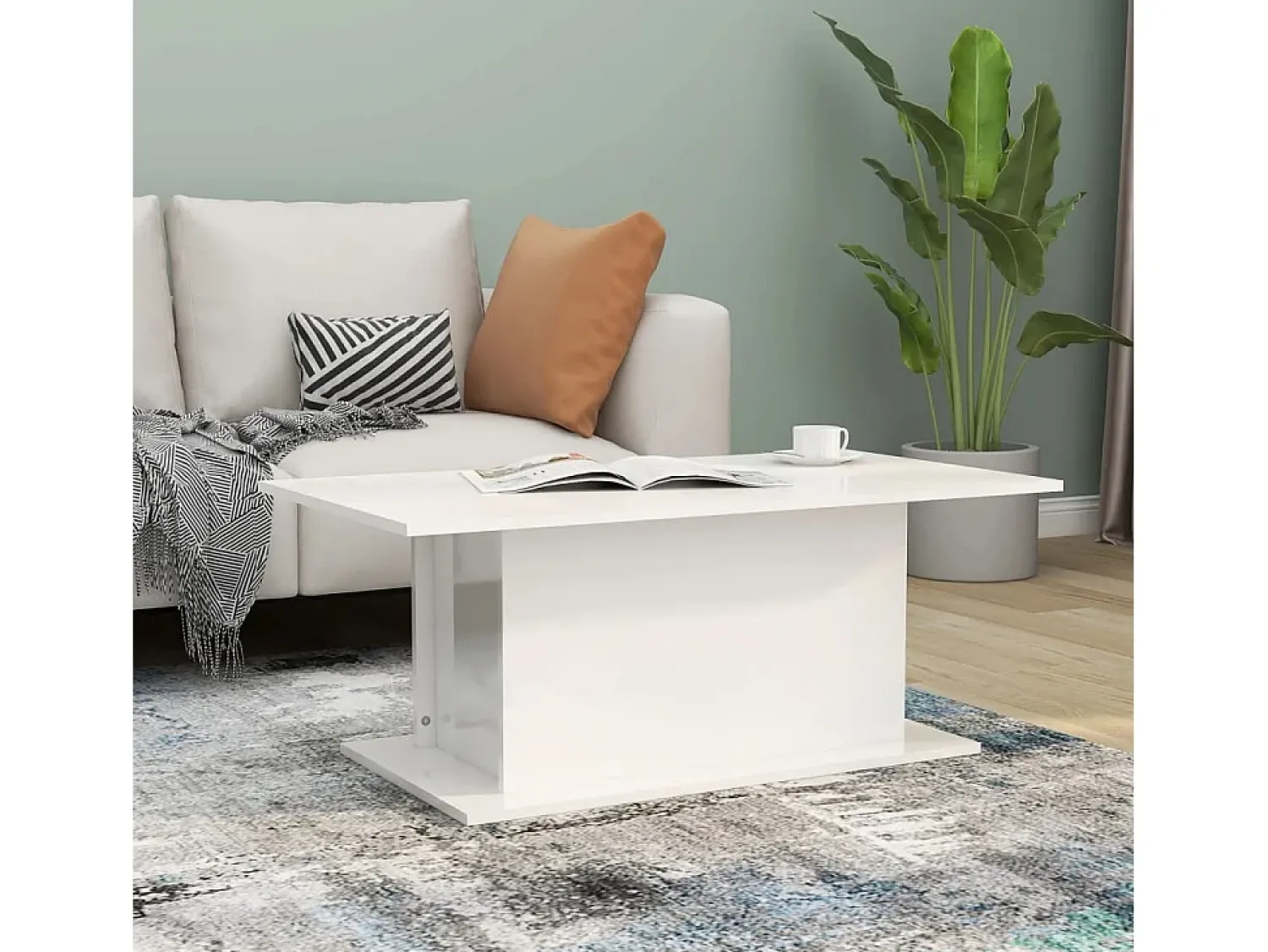 Mesa De Centro| Mesa de centro | Mesa de apoio derivados de madeira brilhante Branco