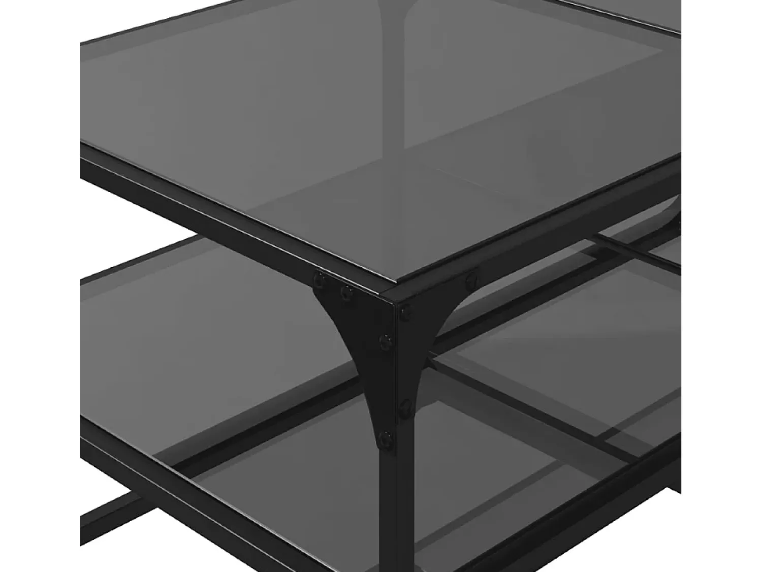 Mesa De Centro* Mesa de centro | Mesa de apoio com topo em vidro 98.5x50x45 cm aço Preto