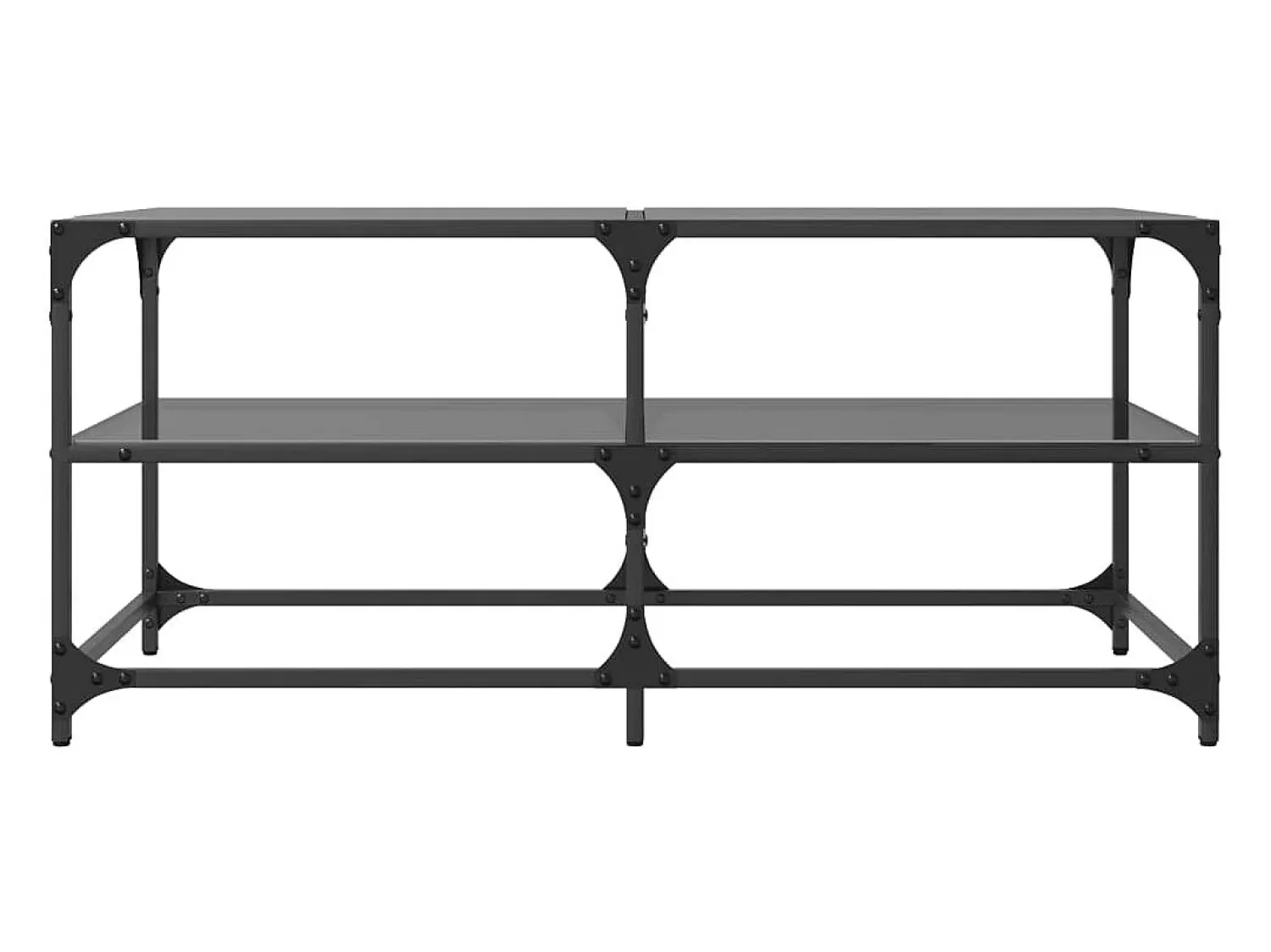 Mesa De Centro* Mesa de centro | Mesa de apoio com topo em vidro 98.5x50x45 cm aço Preto