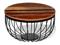 Mesa De Centro| Mesa de centro | Mesa de apoio em madeira reciclada maciça Multicor