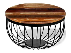 Mesa De Centro| Mesa de centro | Mesa de apoio em madeira reciclada maciça Multicor