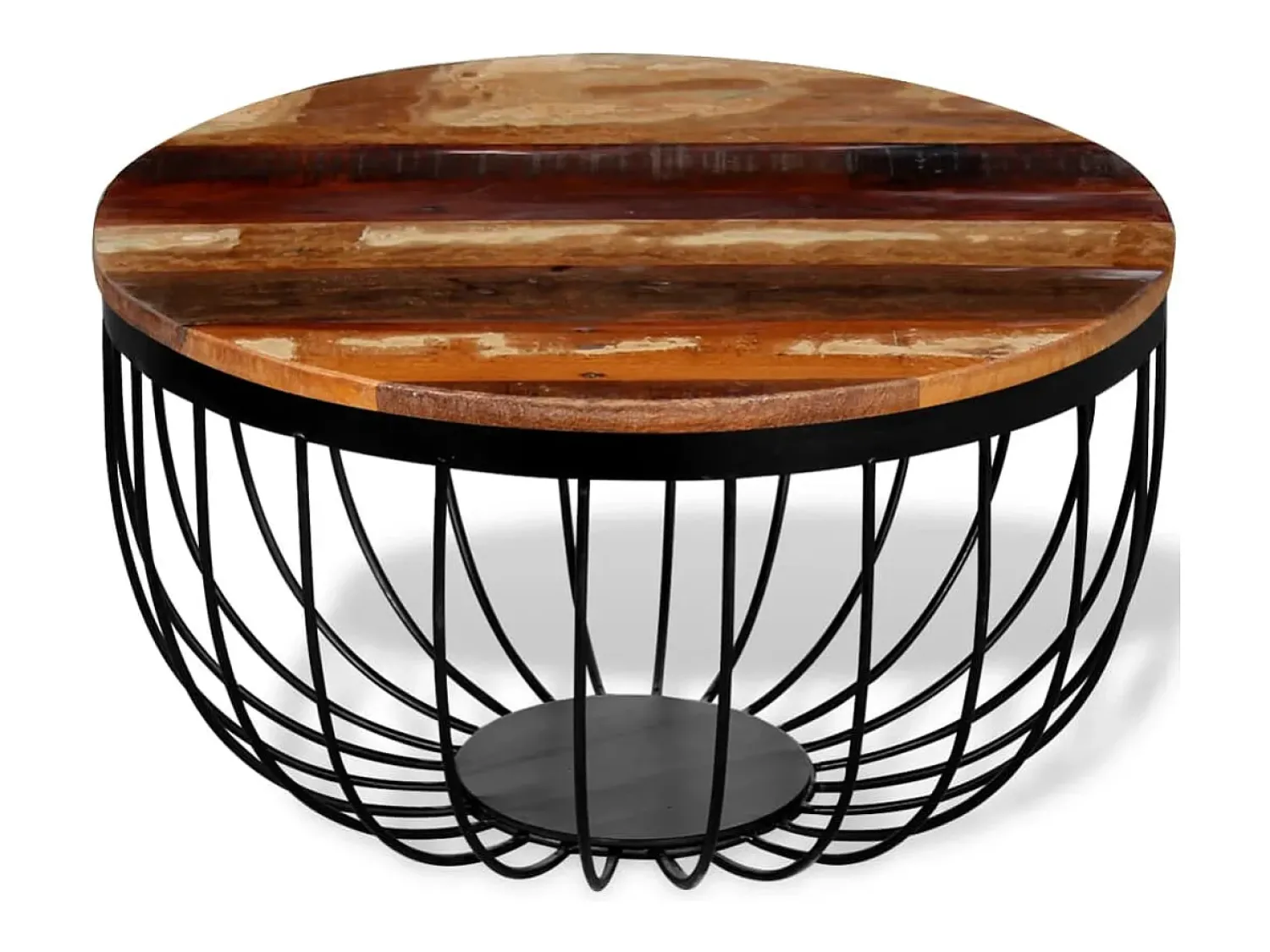 Mesa De Centro| Mesa de centro | Mesa de apoio em madeira reciclada maciça Multicor