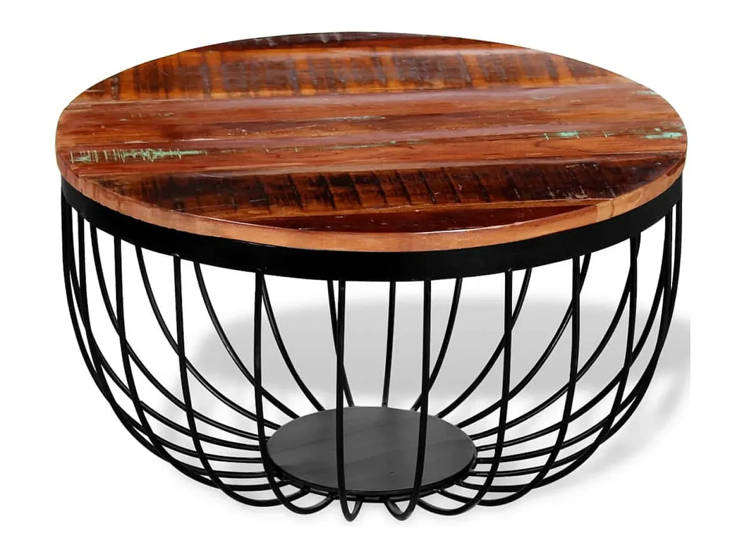 Mesa De Centro| Mesa de centro | Mesa de apoio em madeira reciclada maciça Multicor
