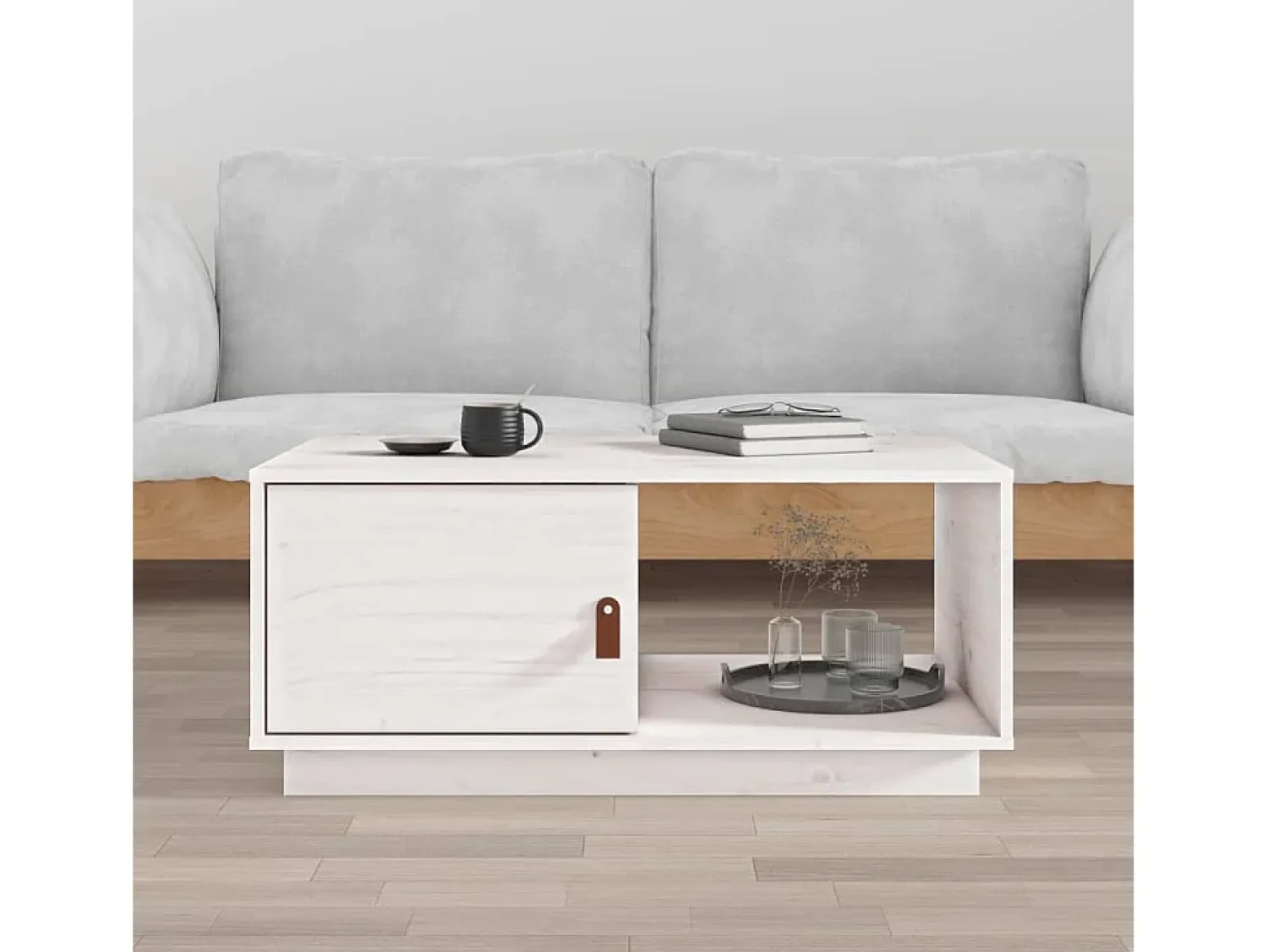 Mesa De Centro| Mesa de centro | Mesa de apoio 80x80x35.5 cm madeira de pinho maciça Branco