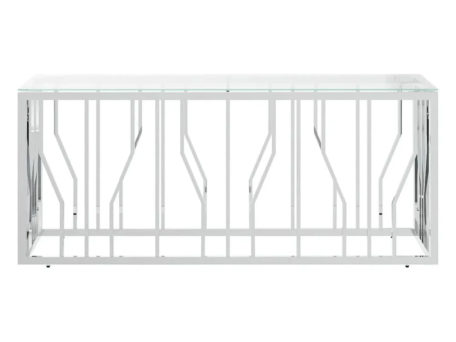 Mesa de centro | Mesa de apoio | Mesa de café 110x45x45 cm aço inoxidável e vidro Prateado